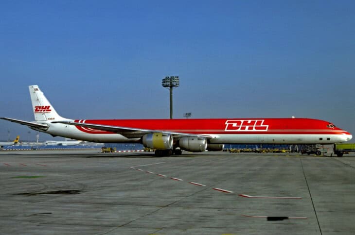 McDonnell Douglas DC-8-73CF in 1992 in DHL Airways livery as N961R