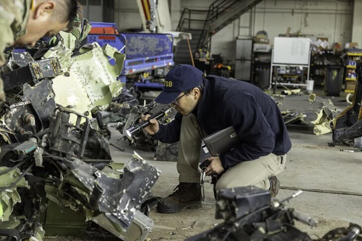 NTSB investigators document the wreckage of the aircraft involved in the mid-air collision near DCA on 7 February 2025 - 2
