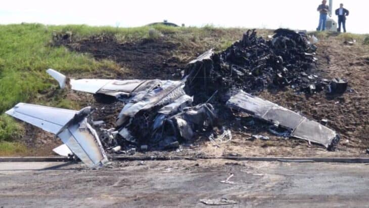 The remains of N999LJ the Travis Barker plane crash-16x9