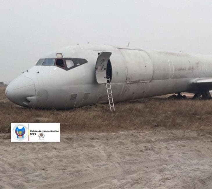 Trans Air Cargo Service Douglas DC-8 freighter off the runway at Kinshasa original