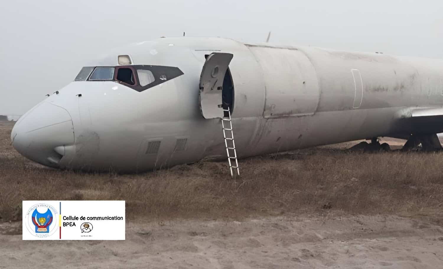 Trans Air Cargo Service Douglas DC-8 freighter off the runway at Kinshasa