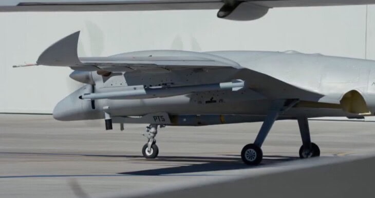 Turkish Bayraktar Akinci unmanned combat aircraft firing a UAV-300 air-launched ballistic missile over the Black Sea 2