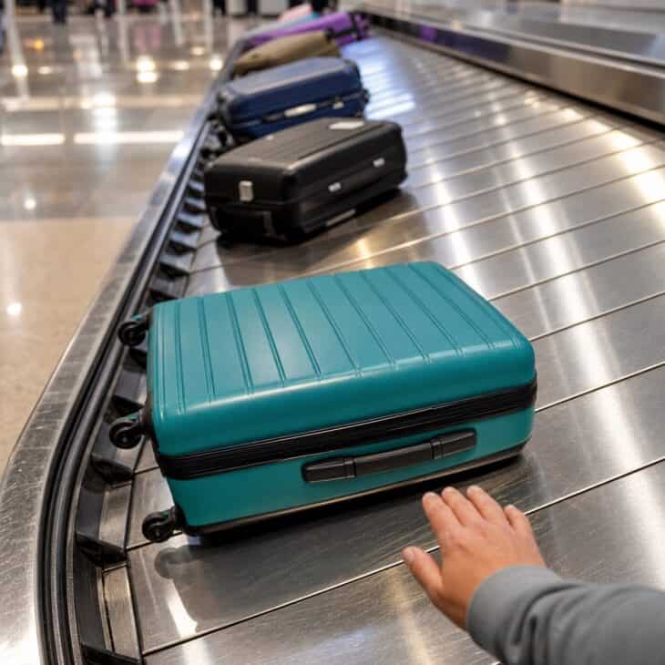 Letting the right suitcase approach in real time gives baggage claim a tiny moment of suspense.