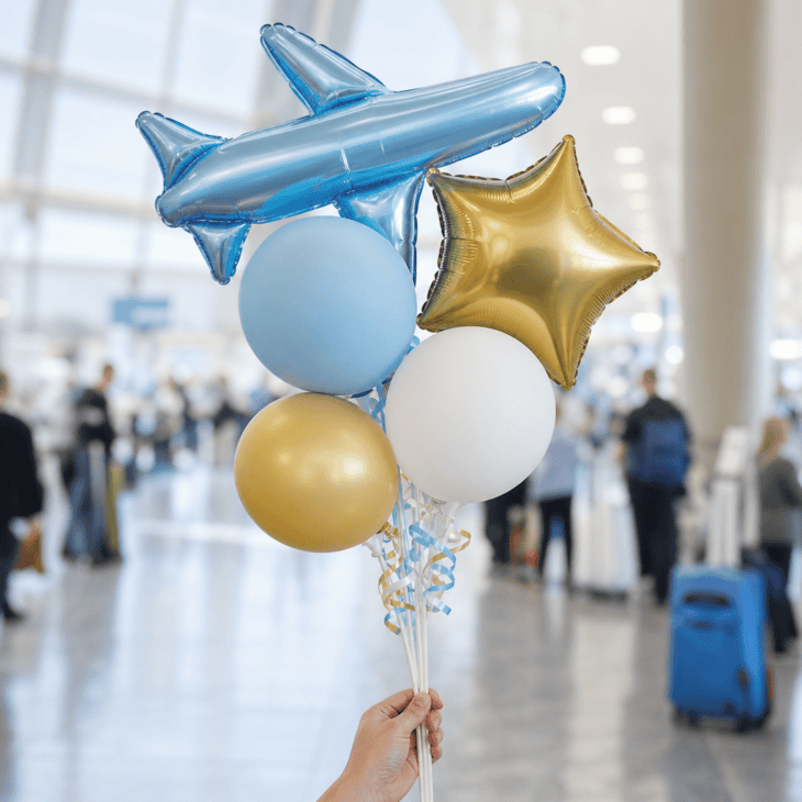 Air-filled balloons on sticks make you easy to spot and cannot float away into the ceiling.