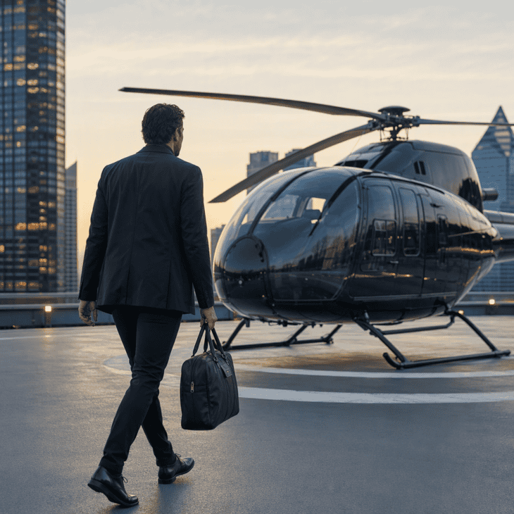 An unstructured blazer survives a helicopter seat better than a tailored one.