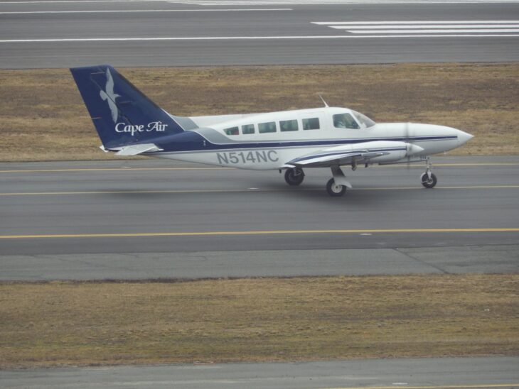 Cape Air Cessna 402 N514NC on a runway at Boston Logan