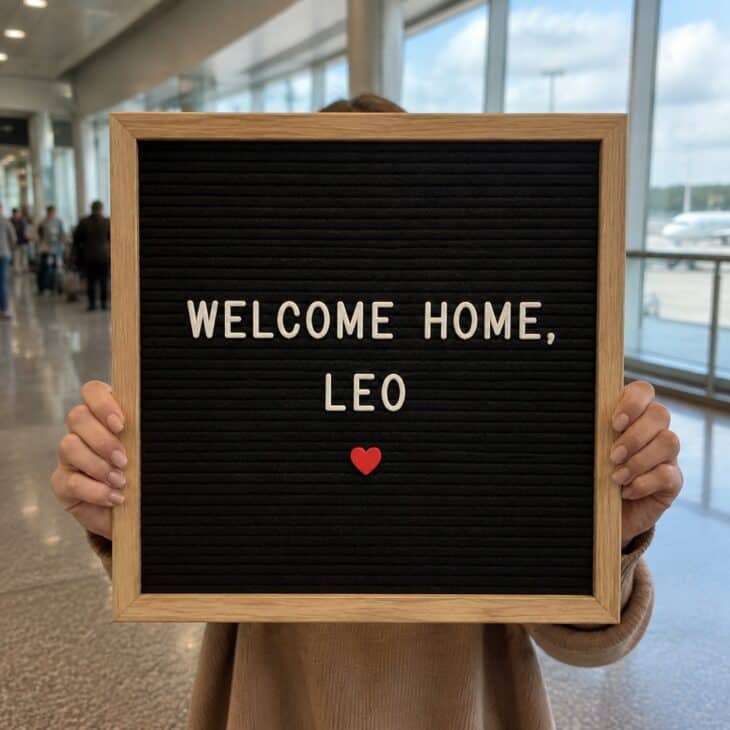 A letter board gives repeat airport greeters a clean sign they can reset in minutes.