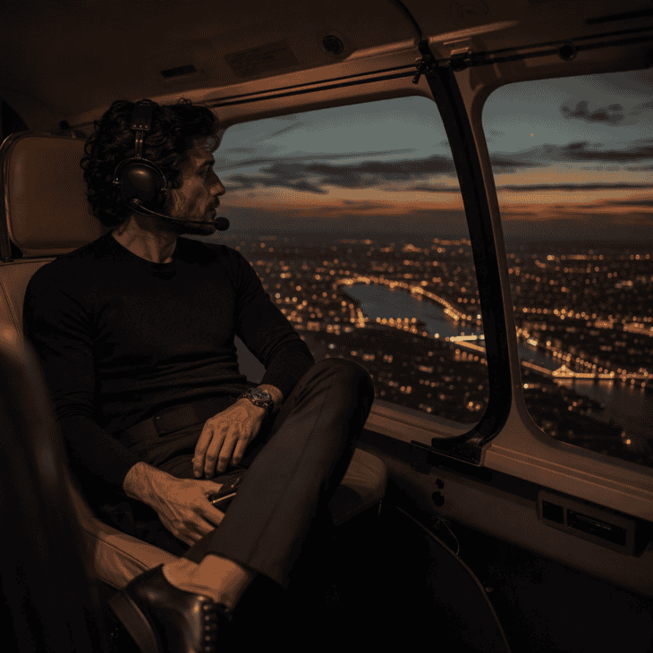 Dark tailored pieces photograph well against a lit skyline and still meet the shoe rule.