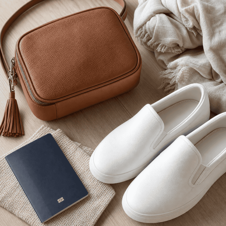 The right crossbody bag and slip-on sneakers pull any outfit on this list together at security.