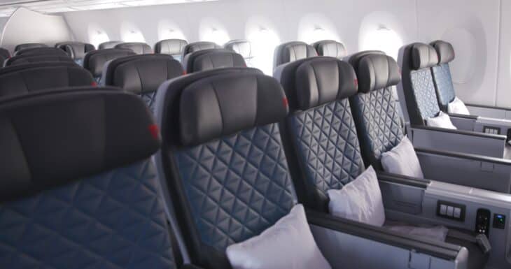 Delta Premium Select seats with pillows on an Airbus A350-900