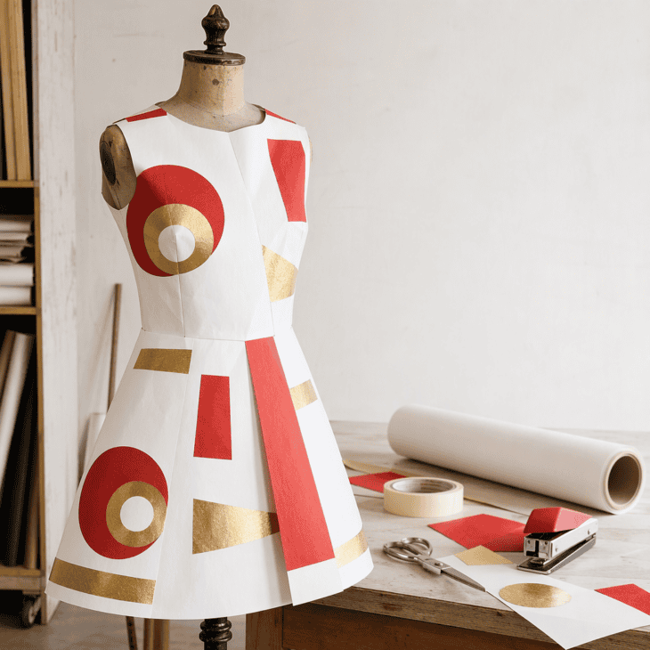 A dress made of paper-like material recreates one of the strangest uniform experiments of the 1960s.