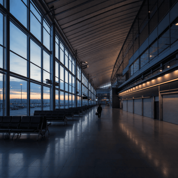 A 5am concourse before the shops open is the quietest an airport ever gets.