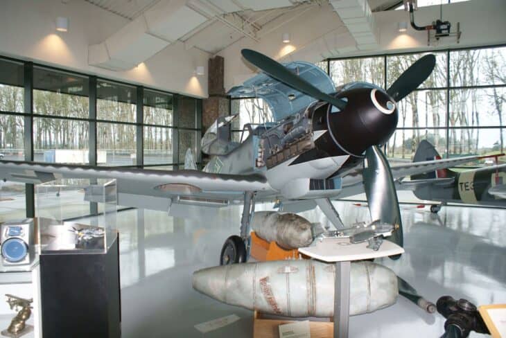 A Messerschmitt Bf 109G painted in Erich Hartmann's markings on museum display
