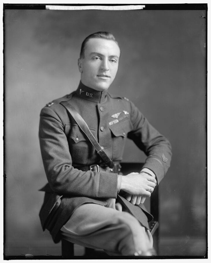 Studio portrait of Captain Eddie Rickenbacker in Army Air Service uniform