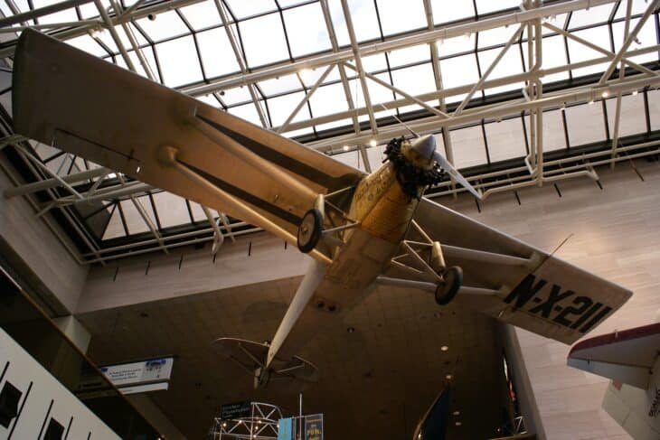 The Ryan NYP Spirit of St. Louis, registration N-X-211, suspended in the Smithsonian's National Air and Space Museum