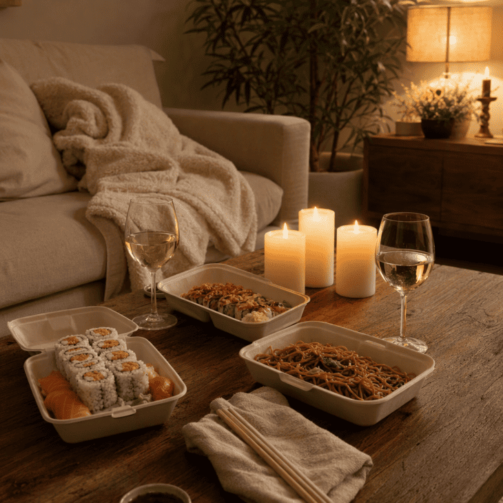 Her favorite takeout, timed to arrive when you do, is the taste of being back.