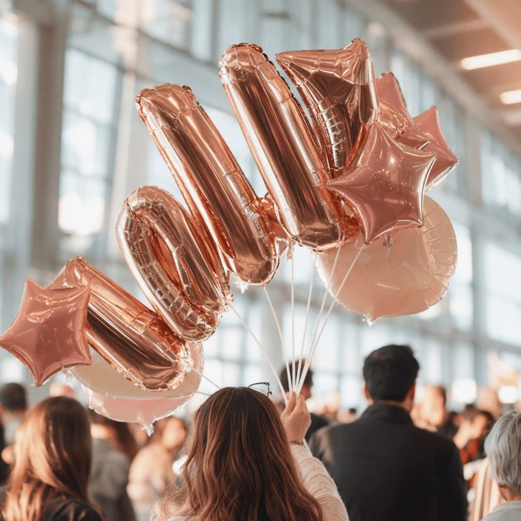 Foil letters on sticks rise above the crowd and are easy to carry.