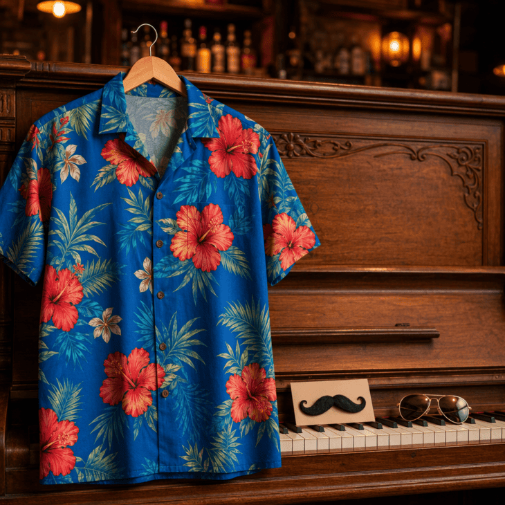 A blue Hawaiian shirt and a mustache are the whole of Goose's most recognizable look.