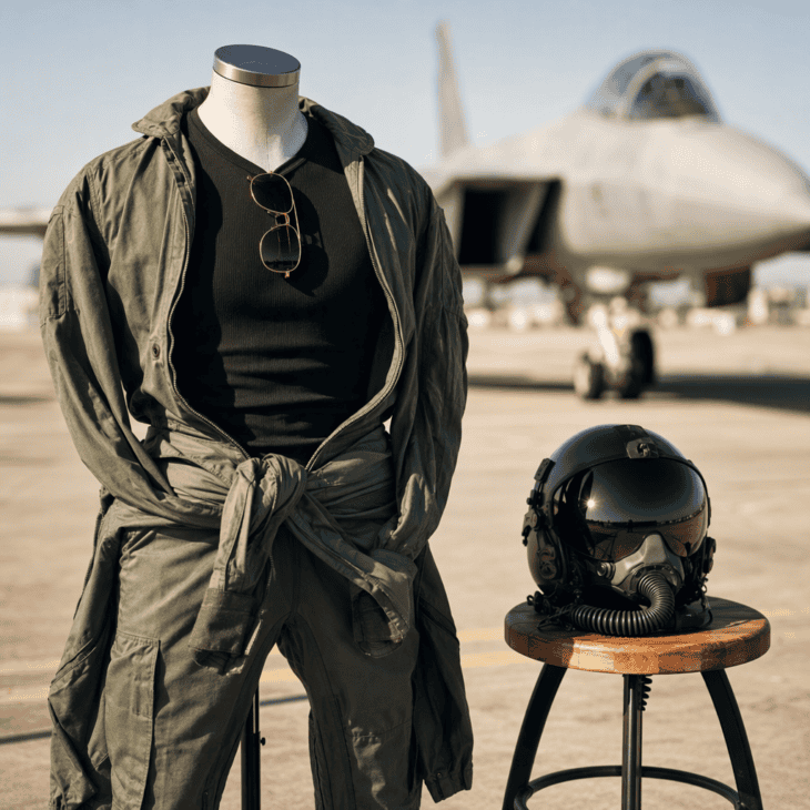 Wearing the flight suit tied at the waist gives Hangman his swagger.