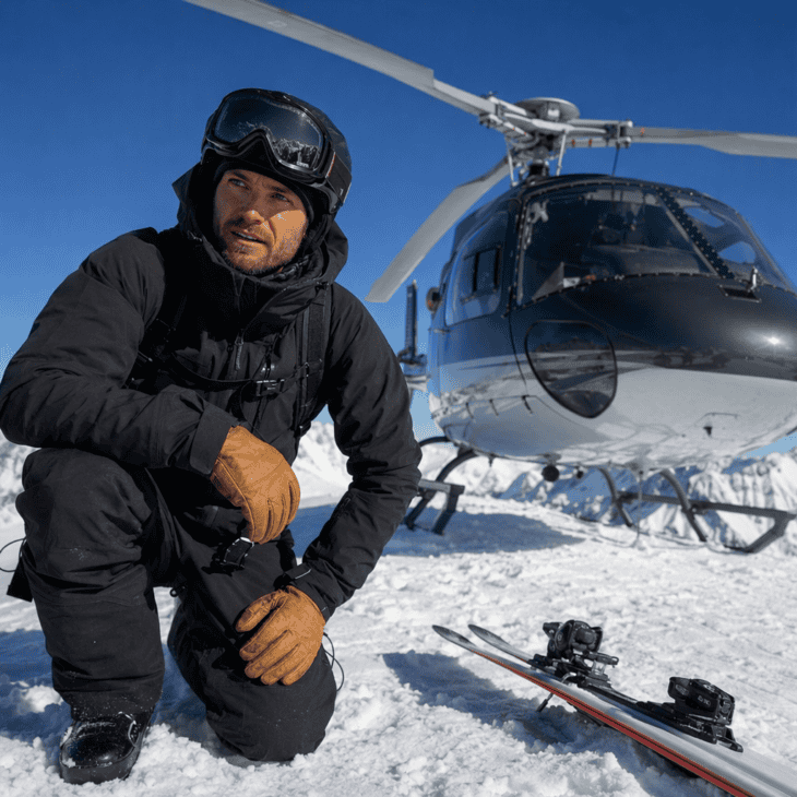 On a heli-ski transfer the flight outfit and the activity outfit are the same thing.