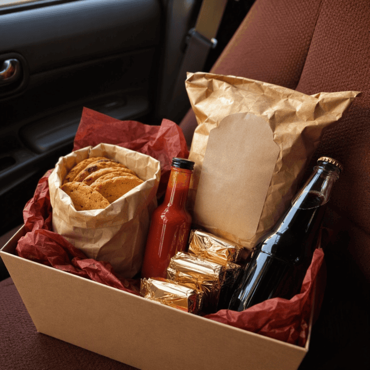 A box of hometown favorites is a quick way to welcome back someone who has been living far away.