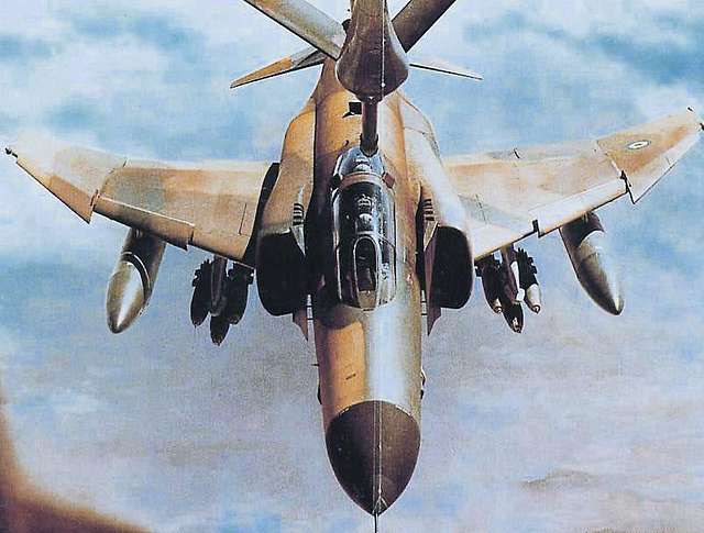 Iran Air Force F-4 Phantom II refueling through a boom