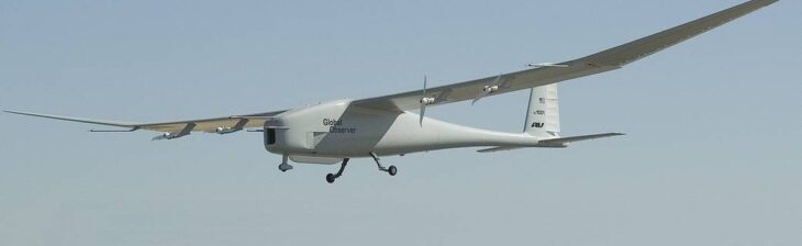 AeroVironment Global Observer in flight with its long high-aspect-ratio wing