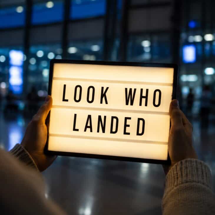 A battery lightbox stays readable when the last flight arrives after dark.