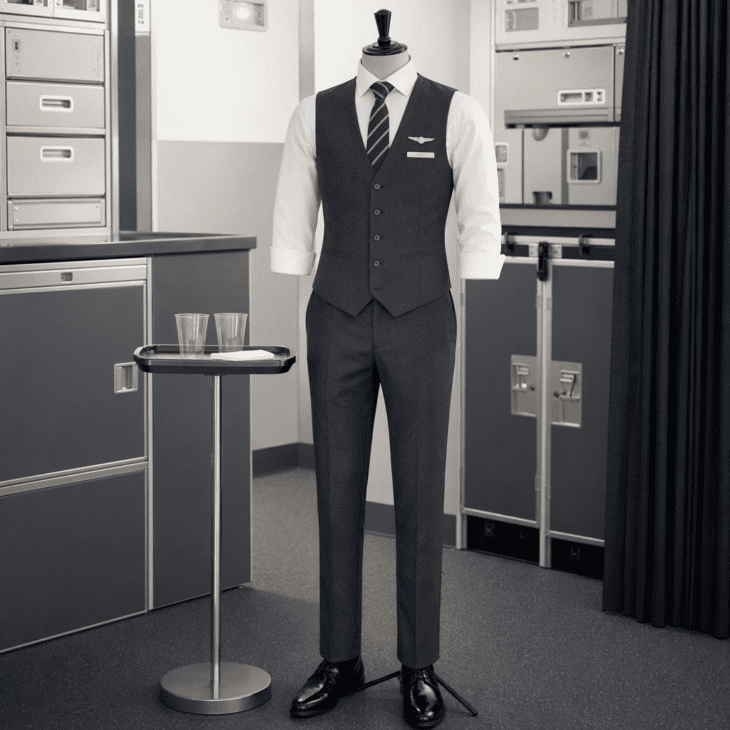 A vest, a tie and a wing pin make the men's version of the costume in minutes.
