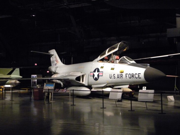 F-101B Voodoo with both canopies open on display inside the National Museum of the U.S. Air Force