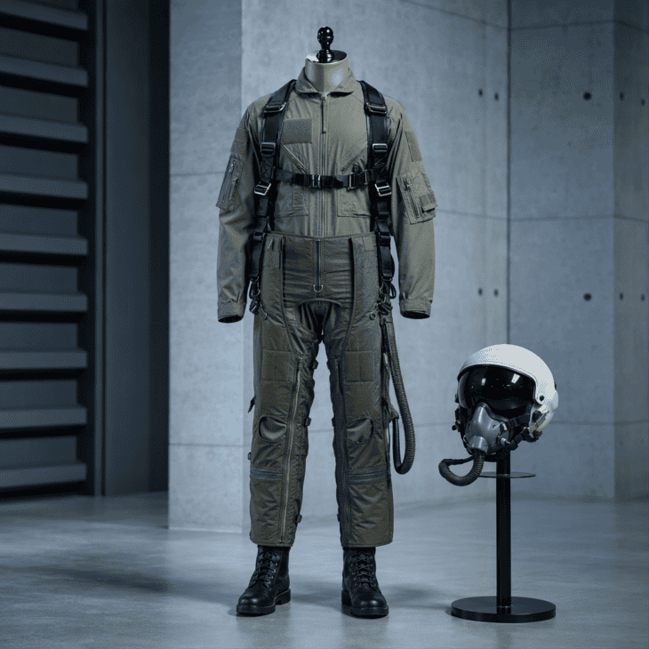 The G-suit over the flight suit is the detail that makes a fighter pilot costume look real.