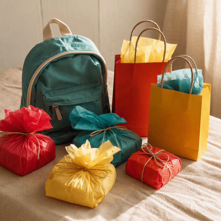 Wrapping each item turns the unwrapping itself into part of the activity.