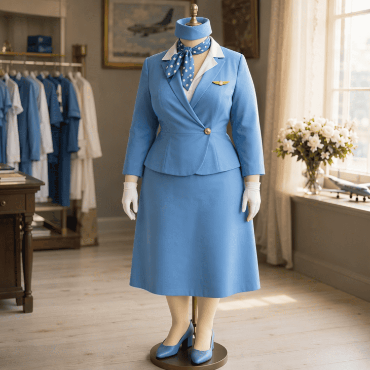 A defined waist and an A-line skirt give the retro stewardess look a flattering, comfortable fit.