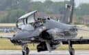 RAF Hawk T2 taxiing with its canopy open