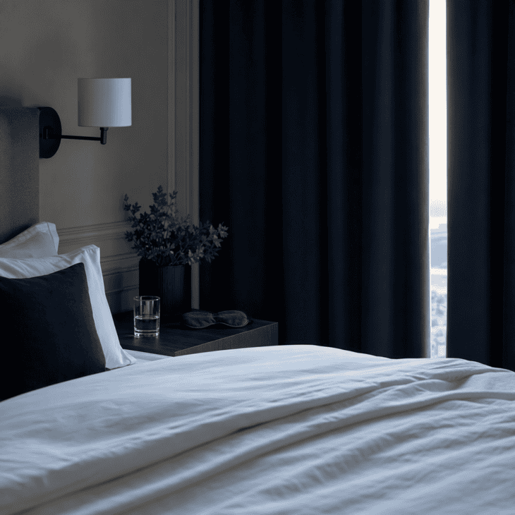 After an overnight flight, a dark room and clean sheets beat any party.