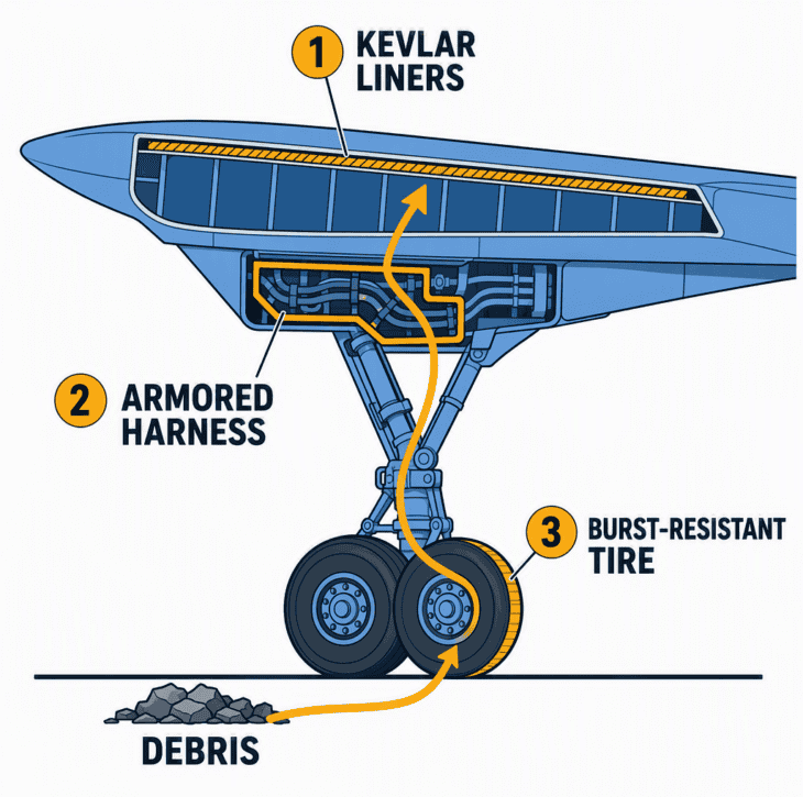 The three changes that put Concorde back in the air: tank liners, shielded harnesses and stronger tires.