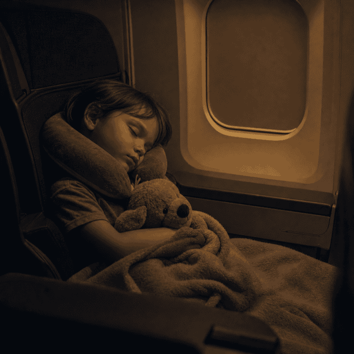The familiar blanket and toy matter more than anything you can buy for the flight.