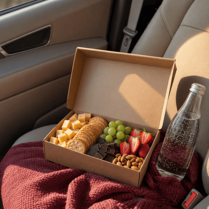 Fresh fruit and real cheese feel like a luxury after a day of cabin meals.