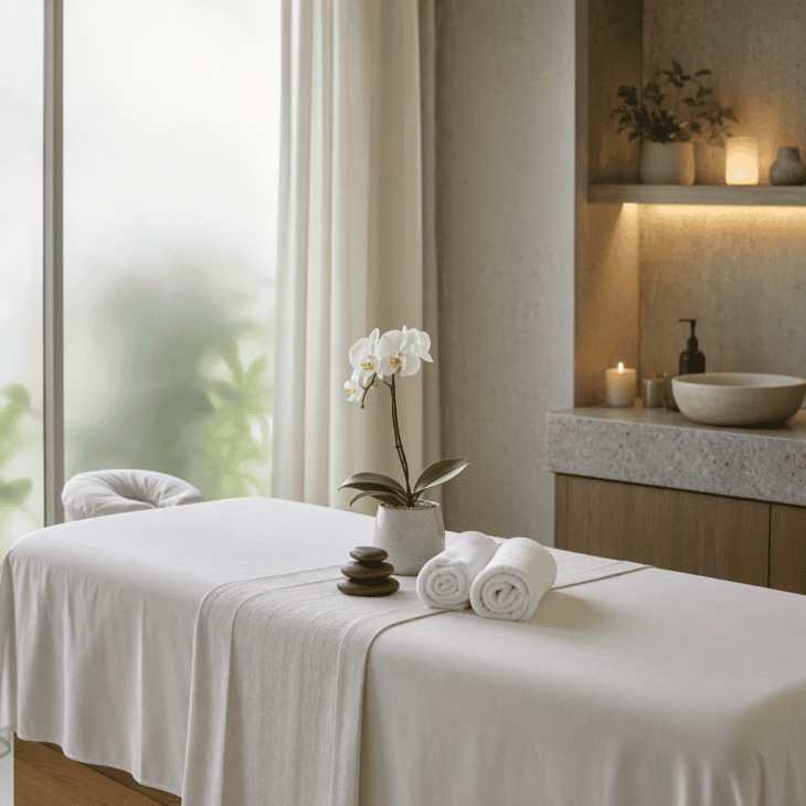 A massage the day after she lands stretches the welcome into a second day.