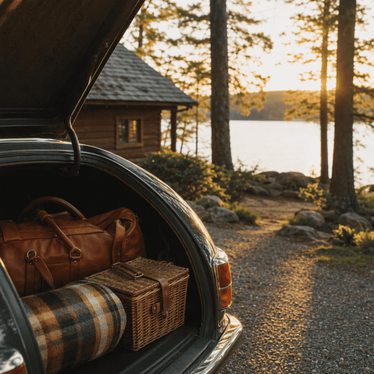 A packed bag in the trunk turns the pickup into the start of a weekend away.