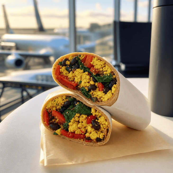 A tofu scramble wrap turns a plant-based cooked breakfast into a sturdy handheld meal.