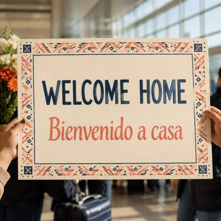 Two languages can honor both the traveler’s home and the place they have just left.