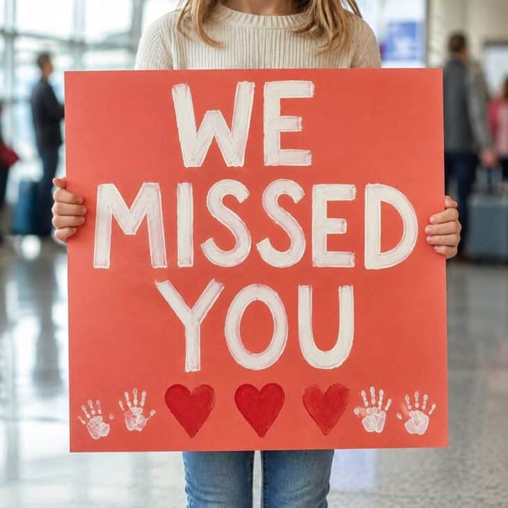 A direct “We missed you” message says everything before the first hug.