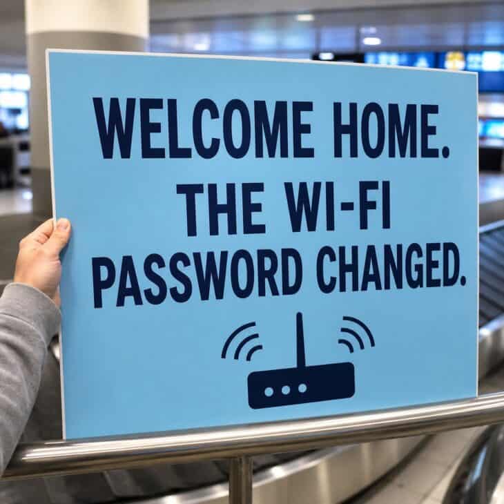 A changed Wi-Fi password is exactly the kind of tiny crisis a returning traveler understands.