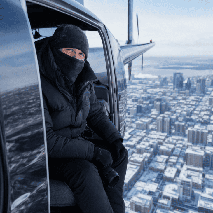 Open-door flights in winter call for the same layers you would wear on a chairlift.