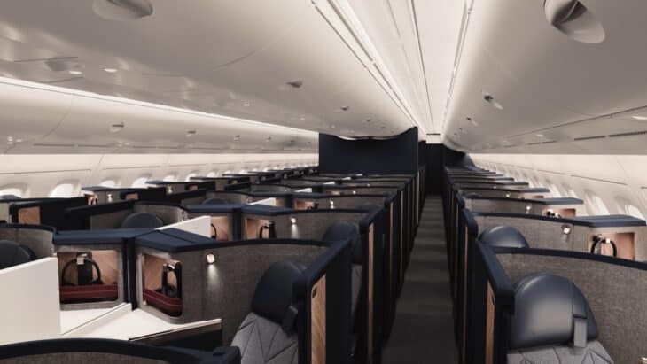 Club World (business) suite on British Airways A380 wide view
