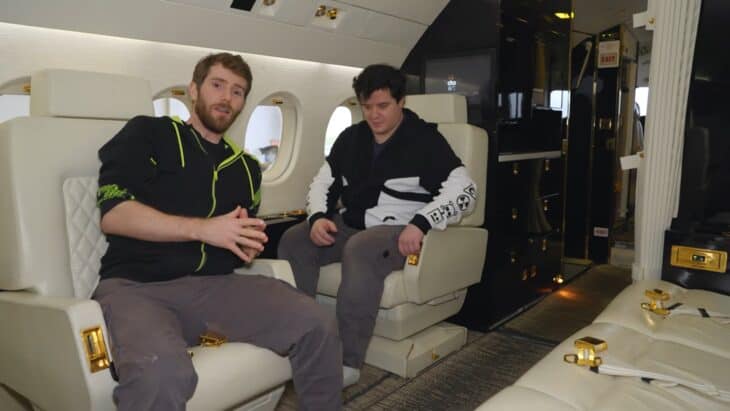 Linus Tech Tips inside private jet