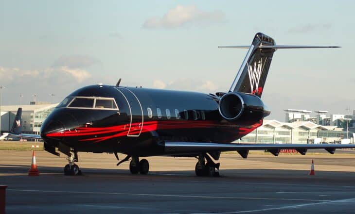 N247WE Bombardier Challenger 604 of World Wrestling Entertainment crop