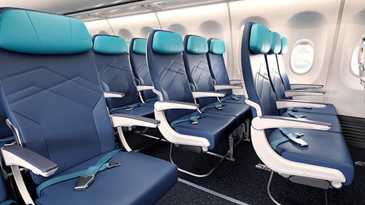 Westjet modernized interior on former all-economy Boeing 737-8 MAX and 737-800 aircraft