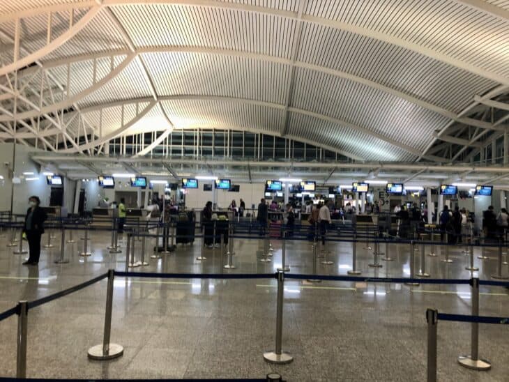 Immigration arrival hall under the arched roof of Ngurah Rai International Airport on Bali
